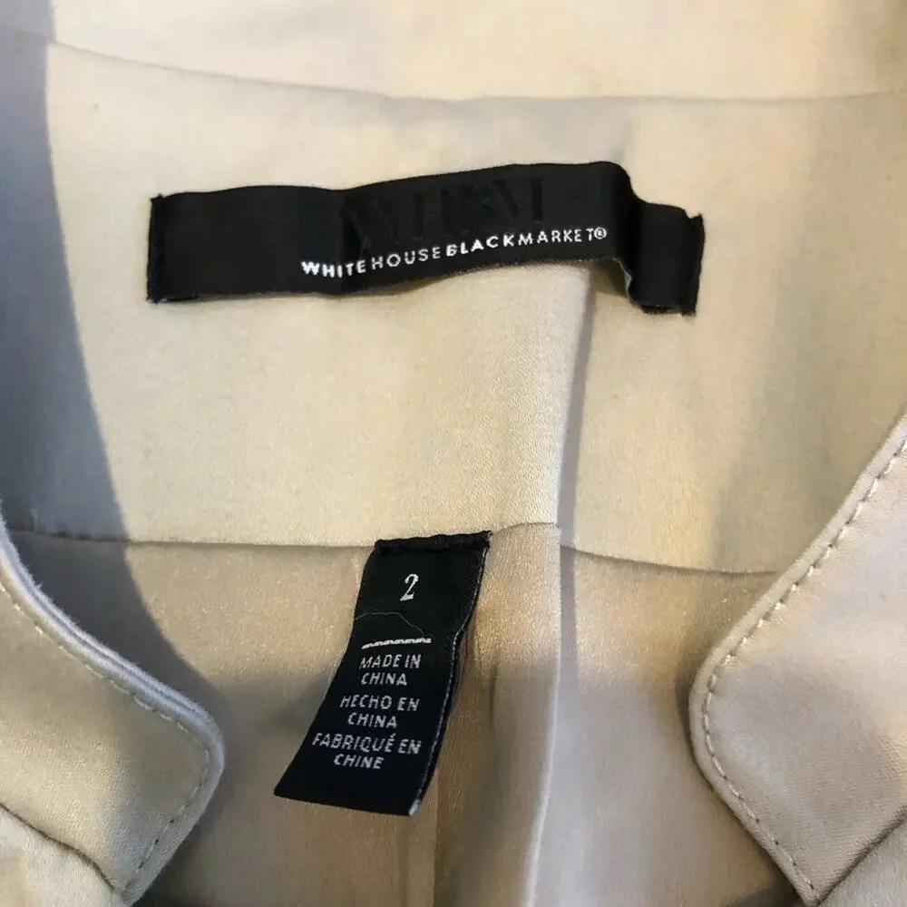 WHBM cream tan zip front blazer jacket size 2